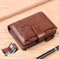 2022 Fashion Mens Coin Purse Wallet RFID Blocking Man Leather Wallet Zipper Business Card Holder ID Money Bag Wallet Male