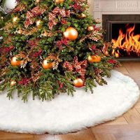 Snowy White Christmas Tree Skirt Plush Faux Fur Xmas Tree Carpet Christmas Tree Decor Ornament New Year Navidad Noel Home Decor