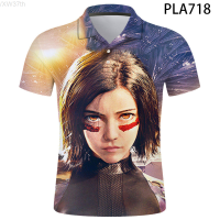 【high quality】  Alita Battle Angel Ropa De Hombre Fashion Casual Summer Short Sleeve 3d Printed Comics Men Shirts Streetwear Cool Polo Homme S-6XL