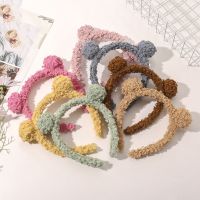 【CW】 Fashion plush Ears Headband Fur Hoop Cartoon Hairband headwear Hair Accessories