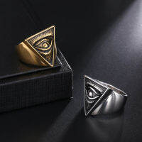 ขายดีแฟชั่น Unisex ใหม่แหวนบุคลิกภาพพังค์ฮิปฮอปสามเหลี่ยม Masonic All-See Eye สแตนเลสรถจักรยานยนต์แหวนลำลองร็อคเครื่องประดับของขวัญสำหรับผู้ชาย