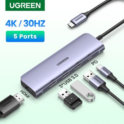 Ugren ฮับ USB C Type C ถึง4K HDMI PD100W ฮับ USB อะแดปเตอร์3.0 USB มัลติฟังก์ชั่แท่นสำหรับแมคบุ๊กโปรแอร์แล็ปท็อปอุปกรณ์เสริม Feona