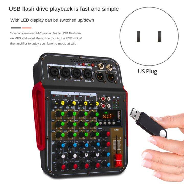 Wireless 6 Channel Audio Mixer Portable Mixing Console USB Interface