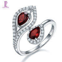 หินอัญมณีธรรมชาติสีแดง Garnet Solid 925แหวนเงินคุณภาพเครื่องประดับสไตล์วันวาเลนไทน์ของขวัญ