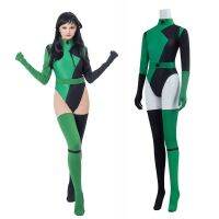 ซูเปอร์วายร้าย Shego ชุดบอดี้สูทเซนไตสำหรับผู้หญิงเซ็ตจั้มสูทเซ็กซี่แนวฮาโลวีนสำหรับผู้หญิงผู้ใหญ่ชุดคอสเพลย์ผู้หญิง