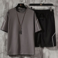 Mens T Shirt and Short Set Male Summer Casual Short Sleeve Tops and Pants Suits New Sports Running Set Streetwear Tops Tshirts