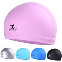 Elastic Waterproof PU Fabric Protect Ears Long Hair Sports Swim Cap For Adults Swim Caps