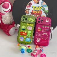 [Haojia เคสโทรศัพท์} เคสโทรศัพท์ของเล่น Disney เรื่อง Lotso Alien สำหรับ iPhone 14 13 12 11 Pro Max กระจกฝาครอบพร้อมตัวยึดป้องกันซิลิโคนกันกระแทก