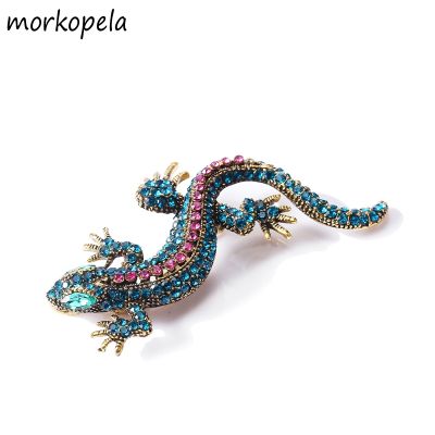 【CW】 Morkopela Lizard Rhinestone Brooch Pin Geckos Pins and Brooches Jewelry Metal Brosch