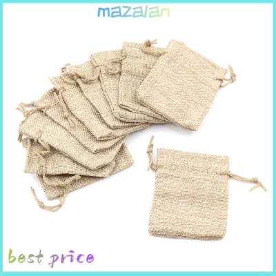 mazalan 10pcs เล็กๆกระสอบกระสอบกระสอบผ้าลินินกระเป๋า drawstring Wedding Supplies