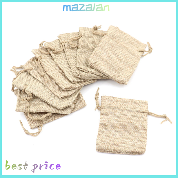 mazalan-10pcs-เล็กๆกระสอบกระสอบกระสอบผ้าลินินกระเป๋า-drawstring-wedding-supplies