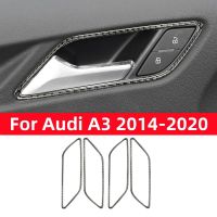 For Audi A3 8V 2014-2019 Car Accessories Car Interior Door Handle Frame Decoration Carbon Fiber Strip Trim Sticker Modified