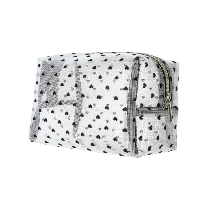 MINISO Hearts Pattern Rectangle Mesh Cosmetic Bag | Lazada PH