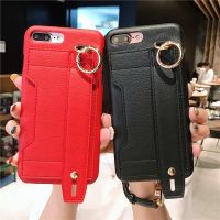 【Enjoy electronic】 Fashion 3D Leather Wrist Strap Card Phone Case for iPhone 12 11 Pro X XS Max XR 7 8 6 6s Plus luxury Holder protective cover