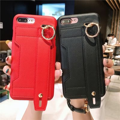 「Enjoy electronic」 Fashion 3D Leather Wrist Strap Card Phone Case for iPhone 12 11 Pro X XS Max XR 7 8 6 6s Plus luxury Holder protective cover