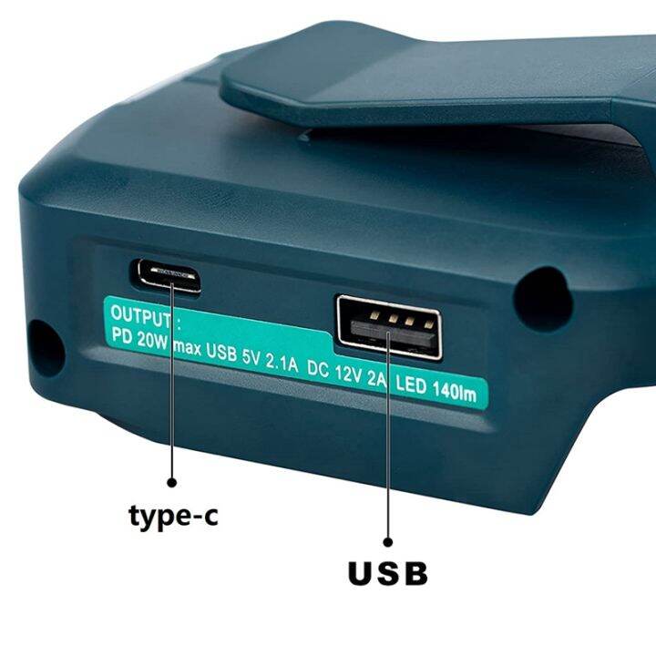 for-makita-adp05-14-4v-18v-lion-battery-usb-type-c-converter-port-with-led-light-spotlight-outdoor-light-for-makita