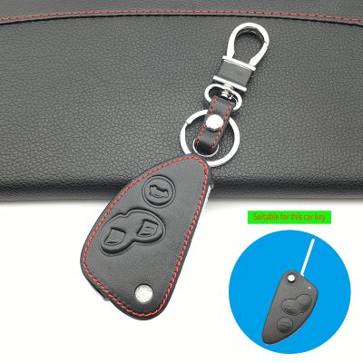 ♕❁⊕ 100 Leather Car Key Cover Fob Case For Alfa Romeo 147 156 166 GT JTD TS Remote Flip Car Key Jacket Wallet Bag Car Styling