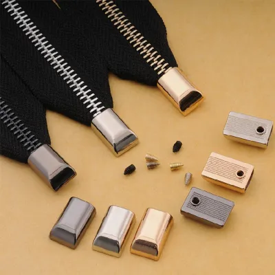 ♈ﺴ⊙ 10Pcs/Set Metal Zipper Stopper Zipper Tail Clip Stop Tail Stopper Head With Screws Diy Sewing Leather Hardware Craft