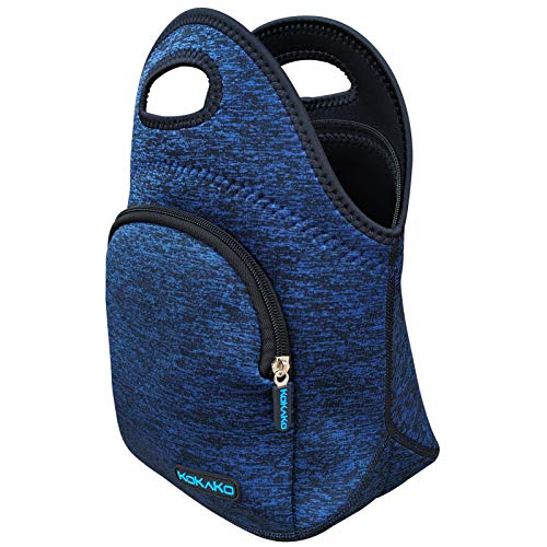 DarkBlue Lunch Boxes Neoprene Small Lunch Bag by KOKAKO Tote Washable Insulated Waterproof for Men Women Kids 