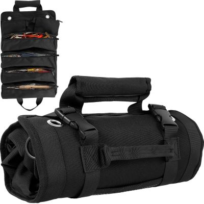 Roll Up Tool Bag Oxford Cloth Heavy Duty Tool Roll Up Pouch with 4 Pockets 2 Detachable Bags Large Capacity Tool Roll Organizer Power Points  Switches