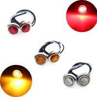 【CW】2pcs 12V 3LED 3/4" Round Amber Trailer Chrome Side Marker Lights Trucks Tractors Clearance Lights Lamp Bullet Waterproof Red