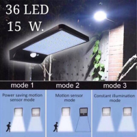 ส่งฟรี โคมไฟถนนโซล่าเซลล์ เซ็นเซอ ไฟติดผนัง 30LED(12W) เซ็นเซอร์ ไฟโซล่าเซลล์ ไฟฉุกเฉิน Solar ใช้พลังงานแสงอาทิตย์  ขาตรงสแตนเลส