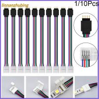 LINNANZHUBING แถบไฟ LED แบบไม่ต้องบัดกรี1/10ชิ้นลวด PCB อะแดปเตอร์ Male Female สายต่อ4ขา