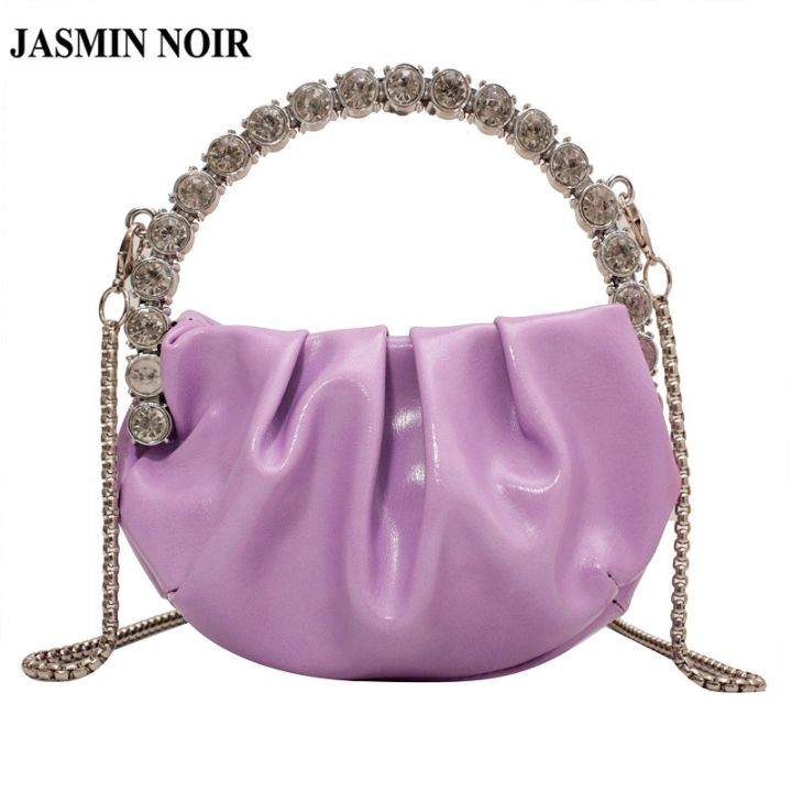jasmin-noir-กระเป๋าสะพายข้าง-หนัง-pu-ประดับเพชร-ลายก้อนเมฆ-สําหรับผู้หญิง