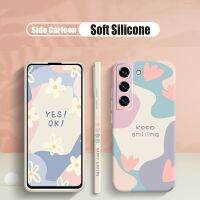 [Phone case]สแควร์ดอกไม้โทรศัพท์กรณีสำหรับ Samsung Galaxy S22 Ultra S21 FE S20 S10 Plus M62 M52 M42 M32 M22 4G หมายเหตุ20 10 Lite ซิลิโคน