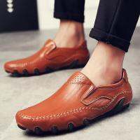 Flats Womens Genuine Leather Slip on Casual Shoes New Fashion Shallow Breathable Walking Shoes for Men Outdoor Male Loafers