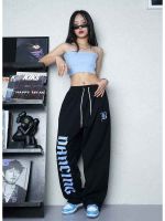 ฮิปฮอปกางเกงวิ่งสีดำ Kpop สำหรับผู้หญิง Y2K Streetwear ขนาดใหญ่กว่าตัวจ็อกเกอร์กางเกงแทร็คฮาราจูกุกางเกงขายาวแบบหลวมเกาหลี