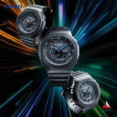 【พร้อมส่ง】Casio G-shock นาฬิกาข้อมือดิจิทัล สายเรซิ่นนีออน สีดํา สําหรับผู้ชาย GA-2100