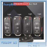 CHUEGUJE6รถโปโลเคส VW Kunci Remote Mobil พับได้แบบ2/3/4/5กุญแจรีโมทปุ่มพร้อมใบมีด ABS กล่องกุญแจรถ