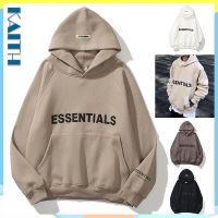 พร้อมส่ง เสื้อกันหนาว มีฮู้ด ผ้าฝ้าย ทรงหลวม พิมพ์ลายตัวอักษร ESSENTIALS Laminated สามมิติ โอเวอร์ไซซ์ สําหรับคู่รัก