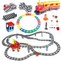 Train Track Sets Big Building Block Vehicle Accessories DIY Assembly Railway Children Interactive Toys Compatible Big Size Brick Building Sets