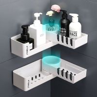 【CC】 Shower Shelf Rack With 4 Wall Mounted Shampoo Organize Rotatable Adhesive Storage