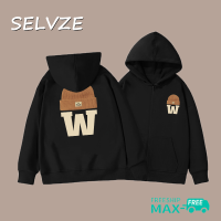 SELVZE เสื้อคาร์ดิแกนซิปเสื้อแขนยาวโอเวอร์ไอซ์มีลายหมวกตัวอักษร