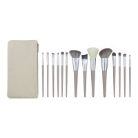 14 Pack Cream Gray Makeup Brush Set Ultra Soft Spotlight Blush Makeup Brush Bag Concealer Brush Portable