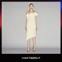 VICKTEERUT (ราคาปกติ 12,500-.) Off Shoulder Frill Midi Dress เดรสเปิดไหล่ตกแต่งระบาย