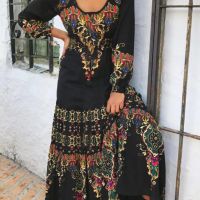 jkk 2022 Fashion Indie Sleeve O-Neck Pattern Print Dresses