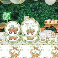 ✁✹▼ Dinosaur Disposable Tableware Birthday Party Decoration Kids Baby Shower Supplies Jungle Animals Dino Party Tableware Decor