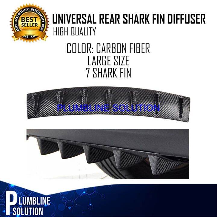 Universal Shark Fin Sharks Fin Sharkfin Rear Bumper Lip Diffuser Black Carbon Fiber Large