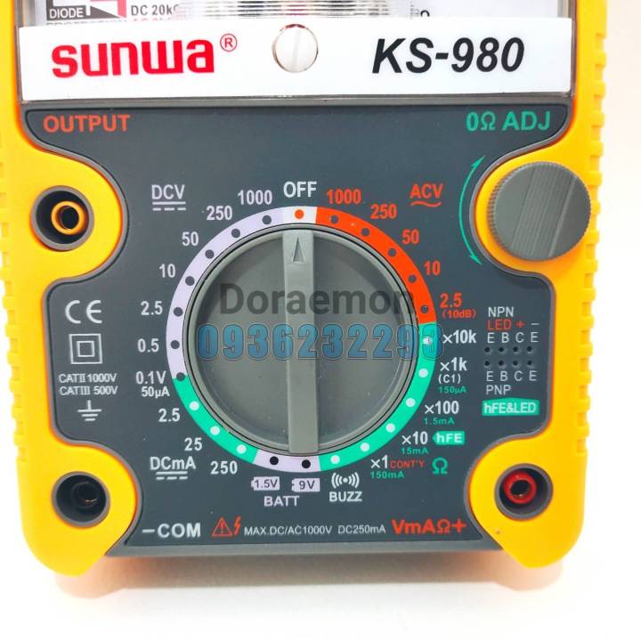 sunwa-ks-980-มัลติมิเตอร์แบบเข็ม-มิเตอร์วัดไฟ-แบบเข็ม-มัลติมิเตอร์แบบอนาล็อค-มัลติมิเตอร์