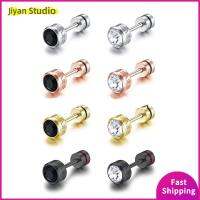 JIYAN2866 เหล็กไททาเนียม ต่างหูเม็ดเดี่ยว สำหรับ EVER เพทายลูกบาศก์ แหวนหู ของใหม่ 5mm ครับ ตกแต่งหู สำหรับ 2คู่คะ ผู้หญิง/ผู้ชาย