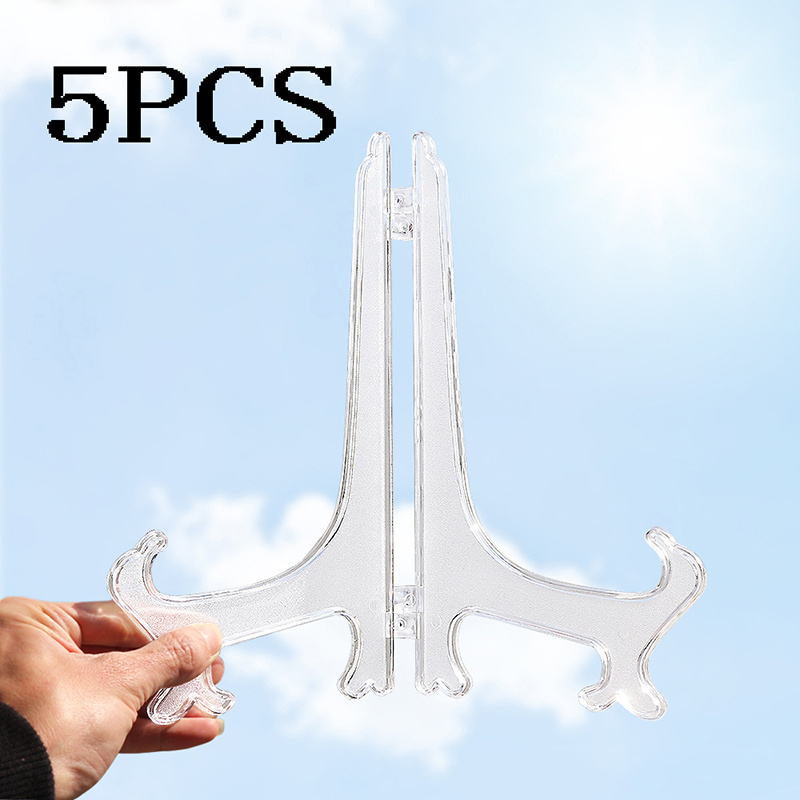 5pcs Plastic Photo Album Display Stand Plate Holder Rack Picture Frame Decor 