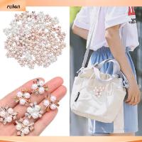 RUHAN 10PCS ที่เป็นประกาย เครื่องประดับหมวก คริสตัล กิ๊บติดผมไข่มุก ปุ่ม Rhinestone คลิปหนีบหมวก กระดุมมุก