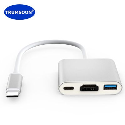 【Hot】 TRUMSOON Type C ถึง4K HDMI Compatible USB C 3.0 Hub Dock Adapter สำหรับ Macbook Surface HP ENVY 15 Samsung S21 Dex Xiaomi 10 TV PS5
