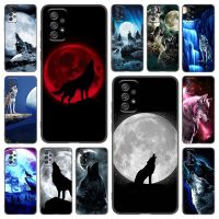 Moon Roaring Wolf Phone Case For Samsung Galaxy A02 A21 A52 S A13 A22 A32 A33 A53 5G A11 A12 A31 A50 A51 A70 A71 A72 Black Cover