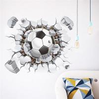 3d Broken Hole Flying Football Wall Stickers For Kids Room Home Decoration Sports Soccer Mural Art Boys  Decal Pvc Poster Wall Stickers  Decals