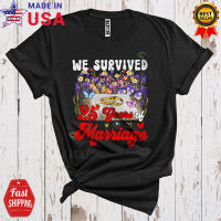 We Survived 25 Years Of Marriage 25Th Wedding Anniversary Couple Family Tshirt